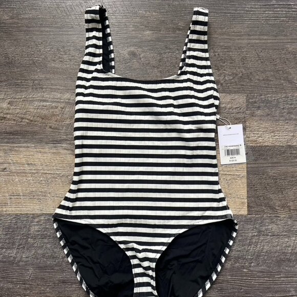 NWT Solid & Striped Anne-Marie Ribbed One Piece Noir Optic White Stripe M - Picture 5 of 6